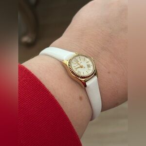 Michael Kors Women's White Mk Micro Lexington Leather Watch